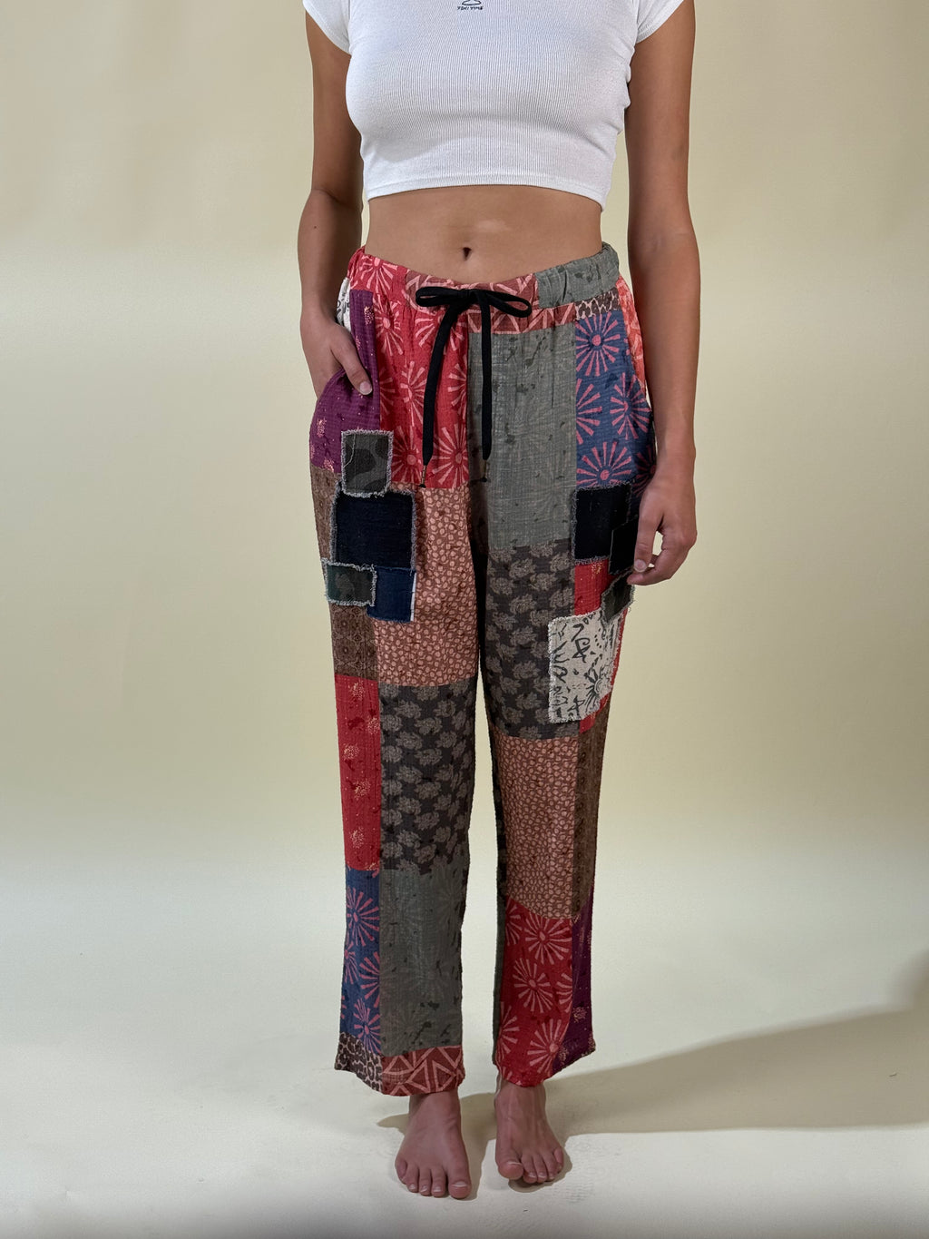 Red Patchwork Pants