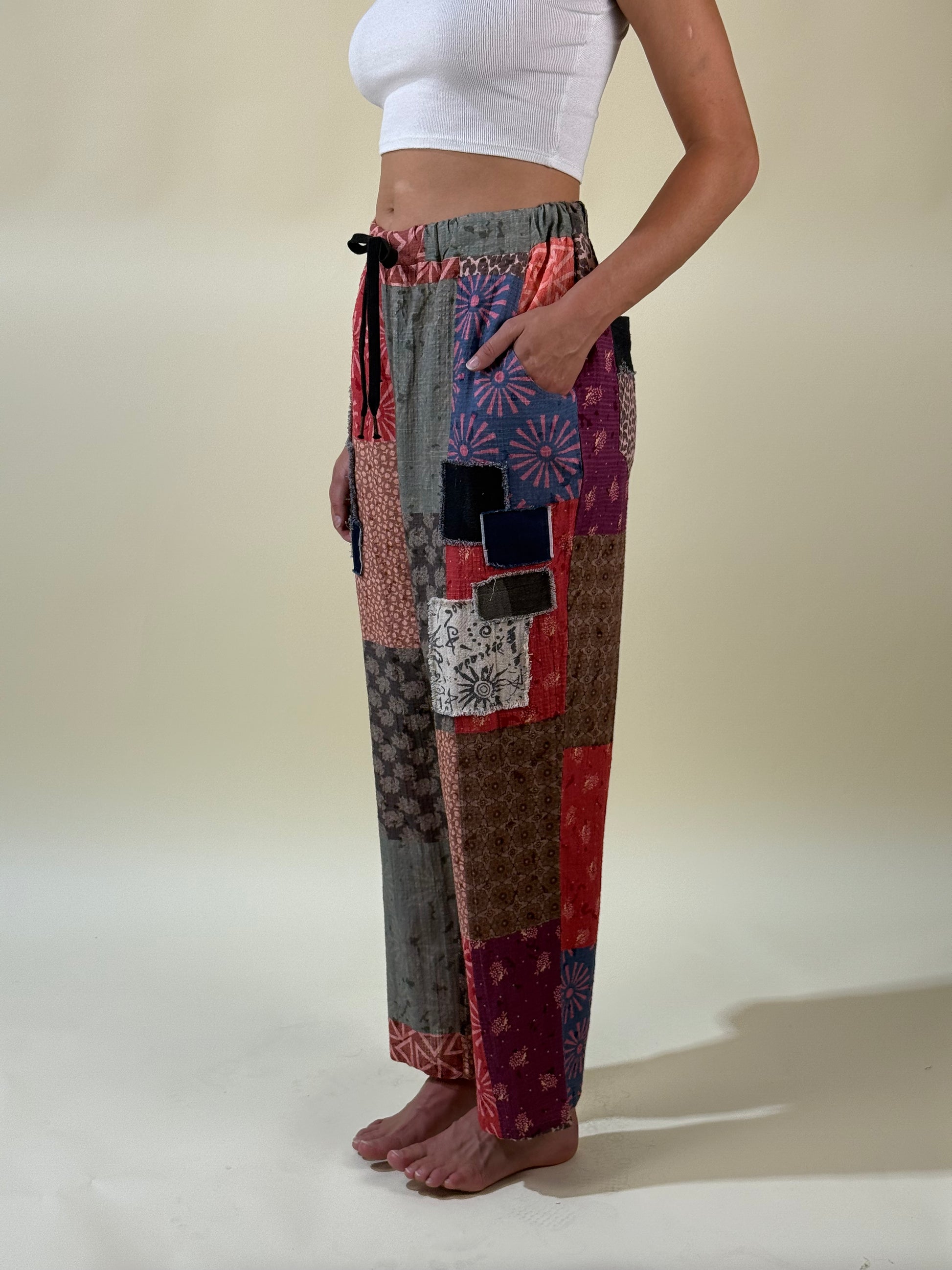 Red Patchwork Pants