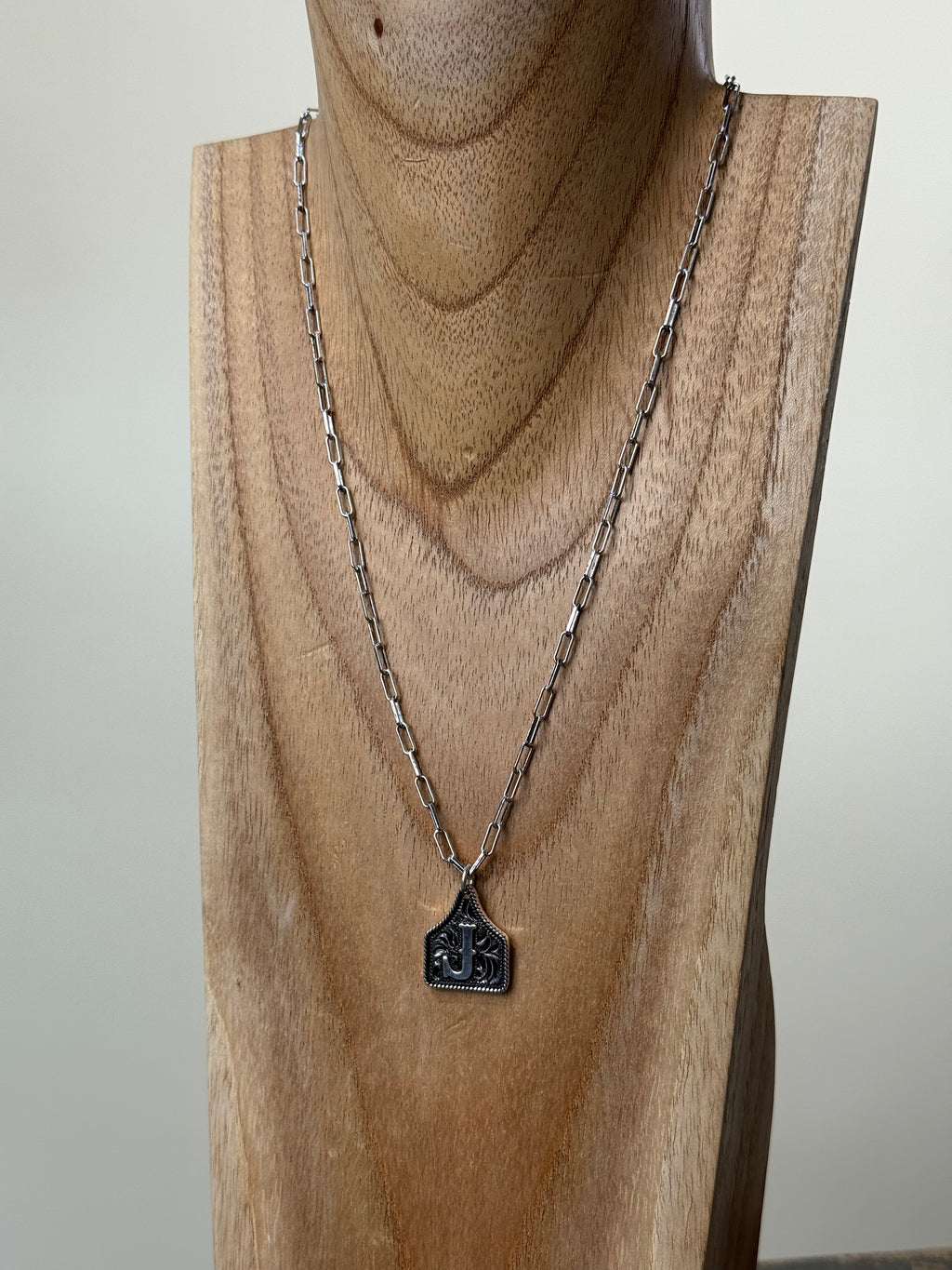 Ear Tag Initial Necklace