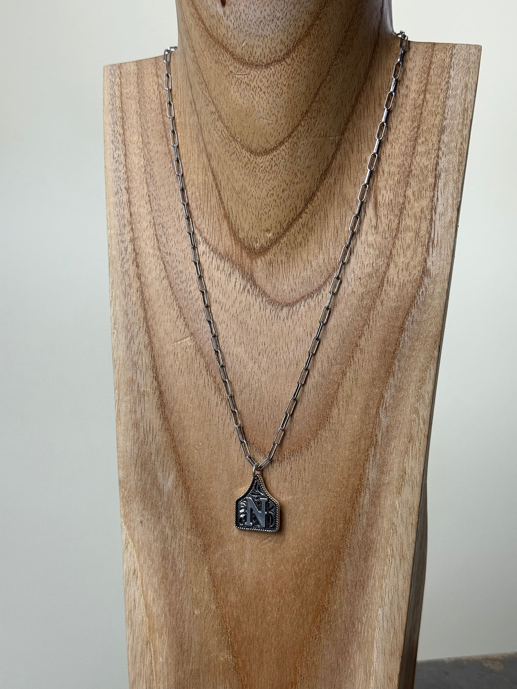 Ear Tag Initial Necklace