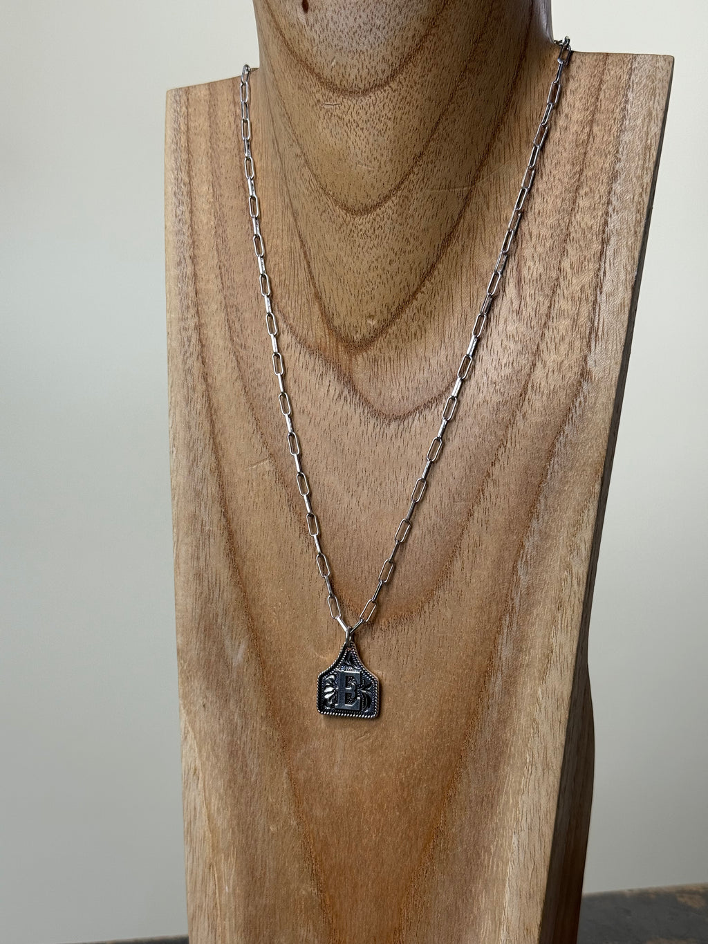 Ear Tag Initial Necklace