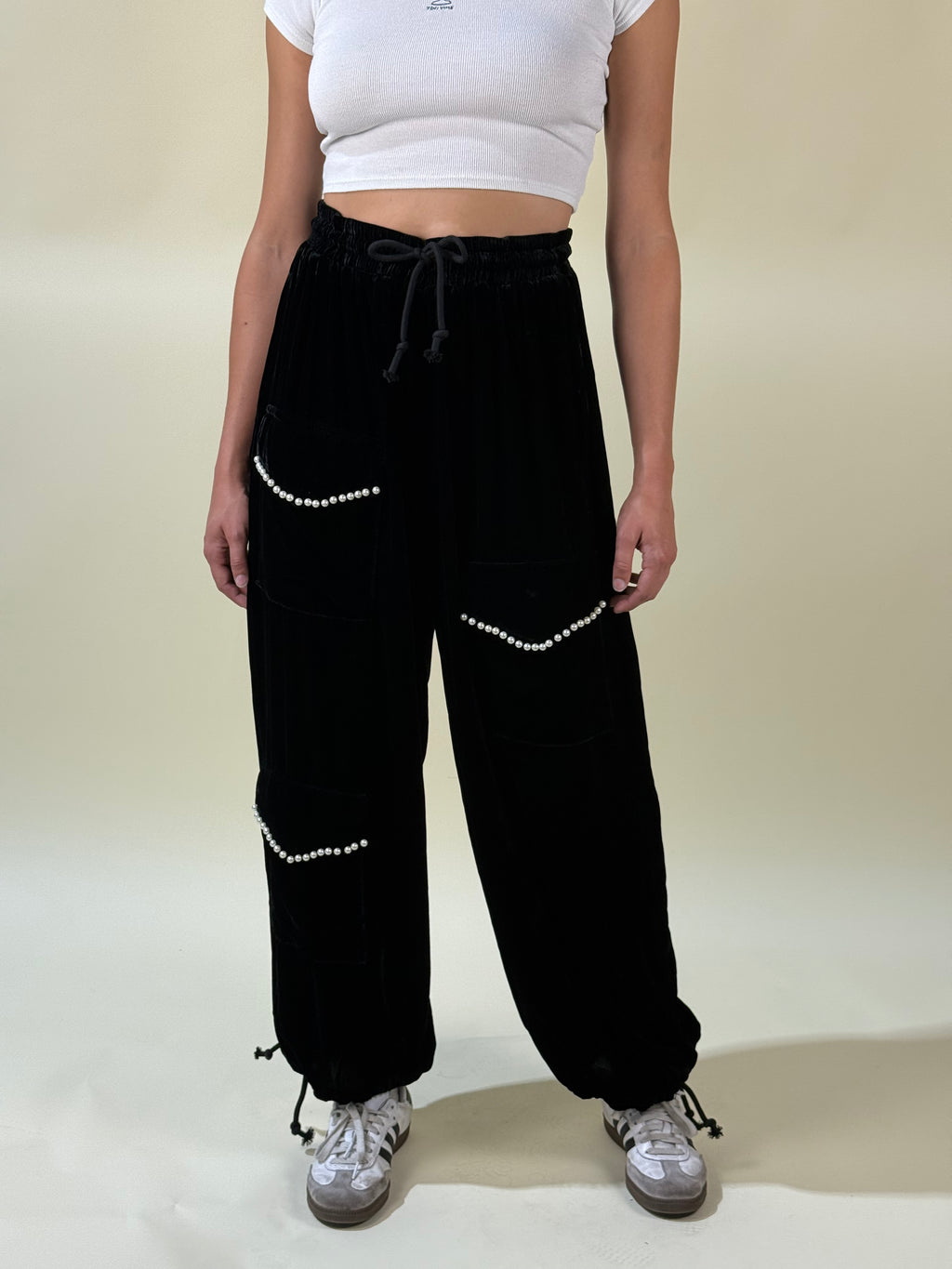 Baggy Velvet Pearl Pants