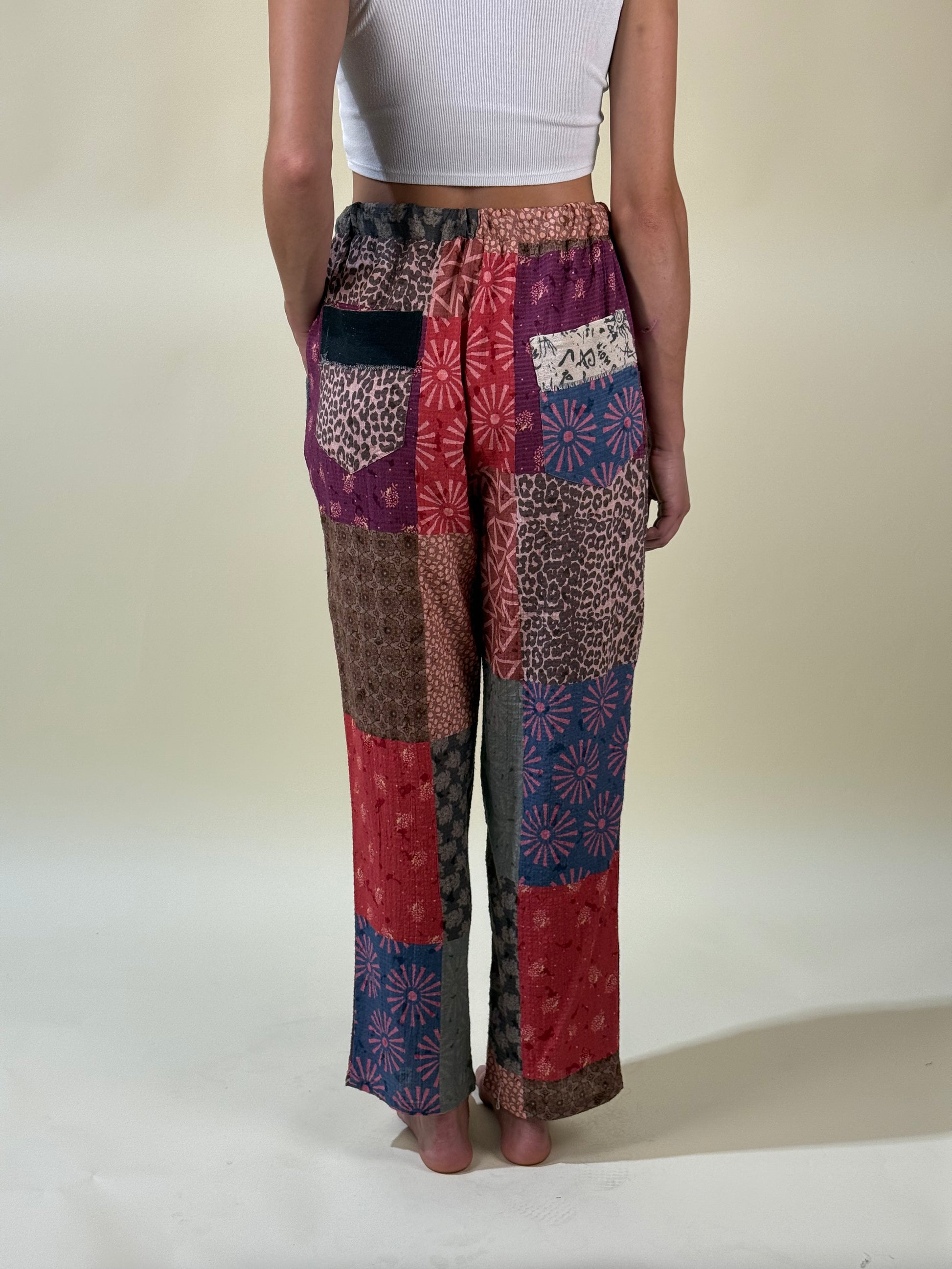 Red Patchwork Pants