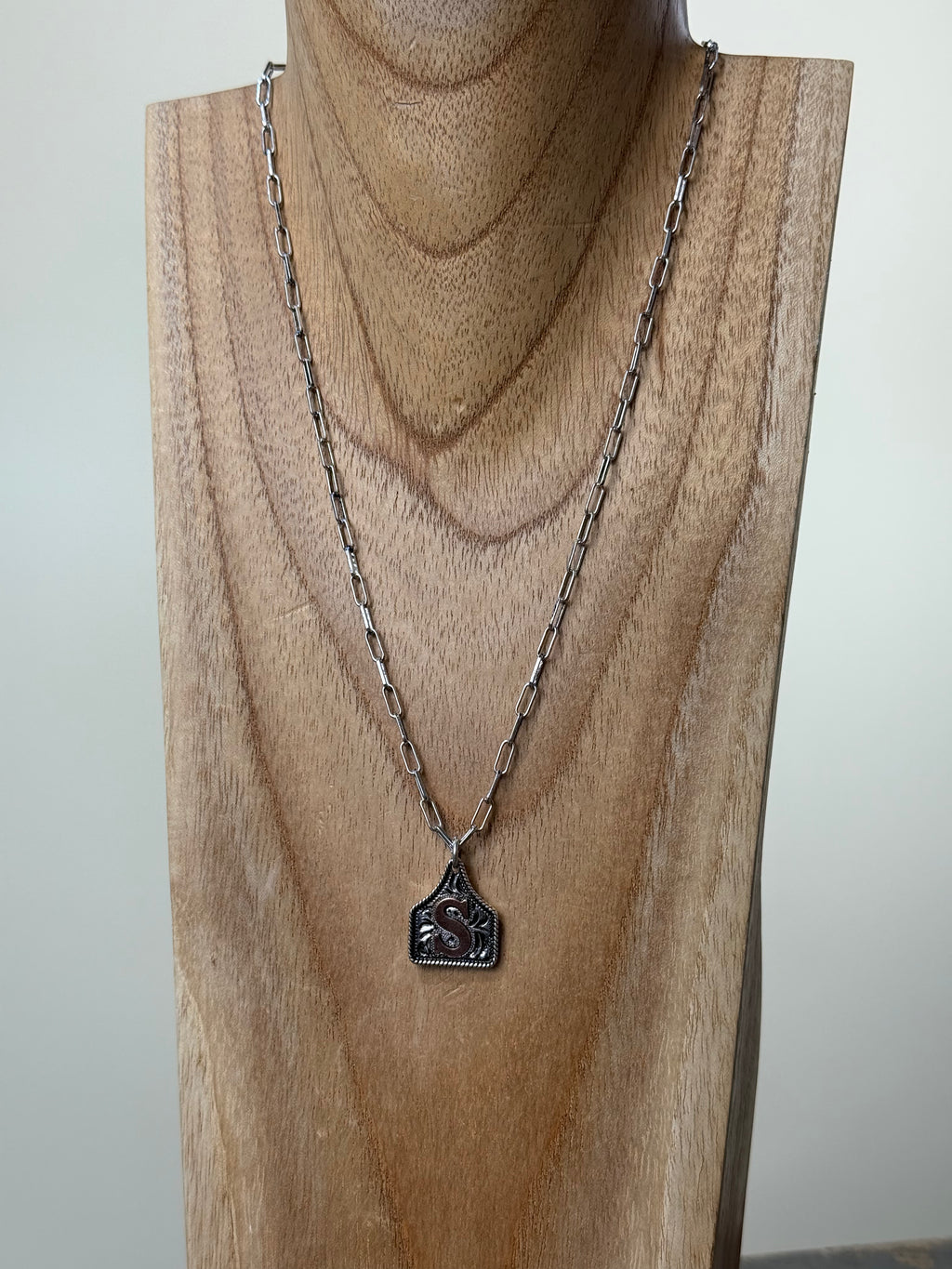 Ear Tag Initial Necklace