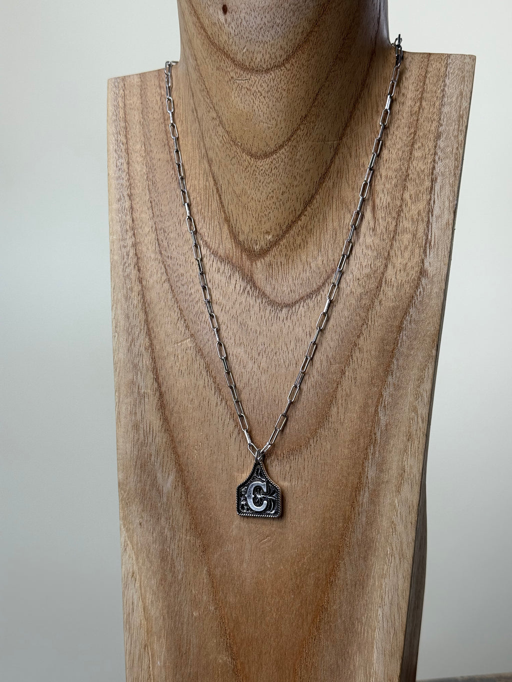 Ear Tag Initial Necklace