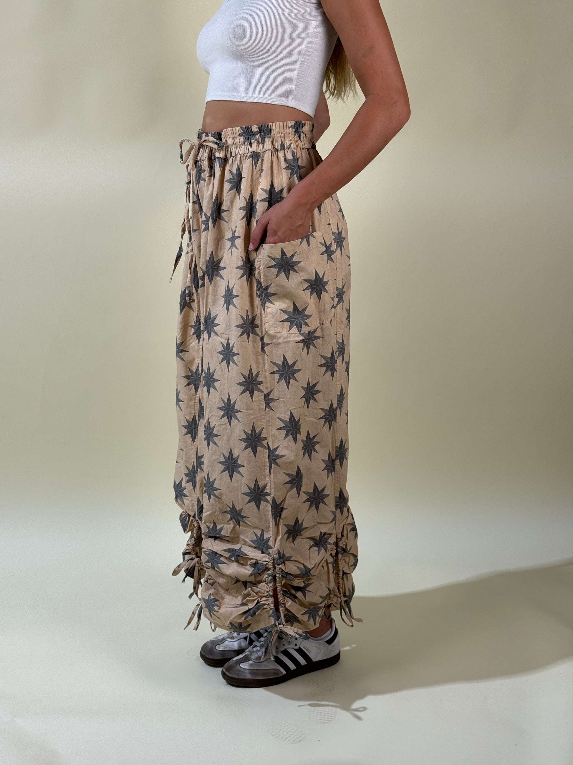 Star Wide Leg Draw String Pants