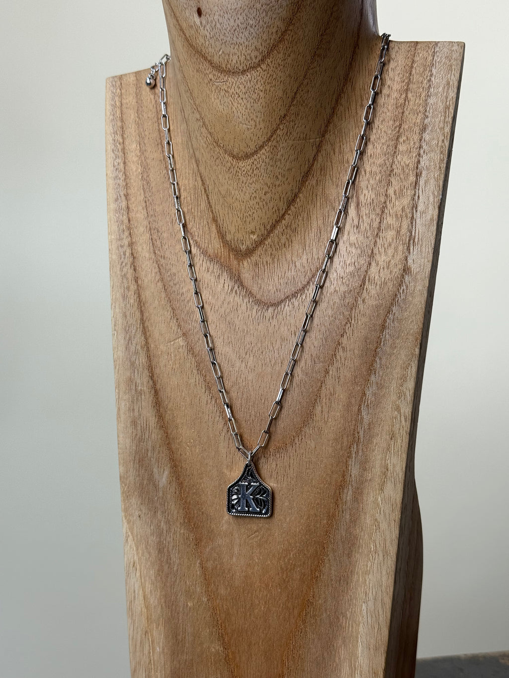 Ear Tag Initial Necklace