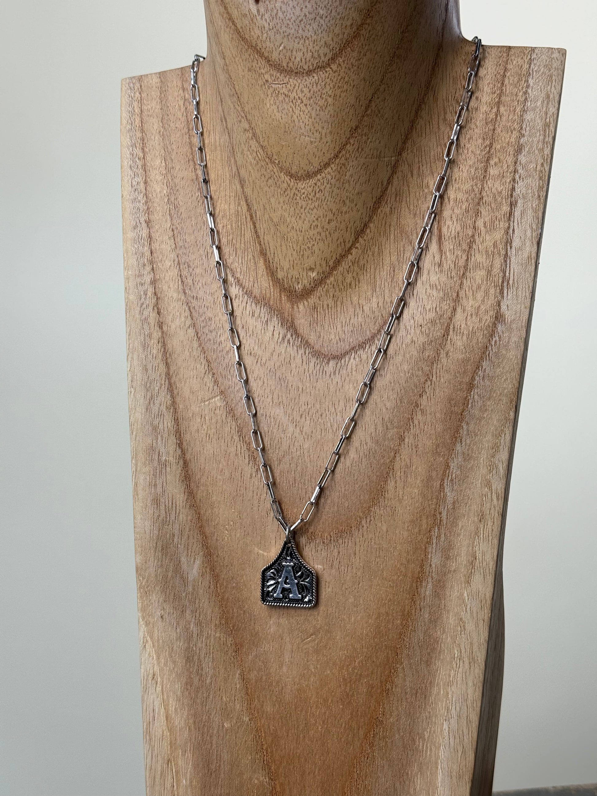 Ear Tag Initial Necklace