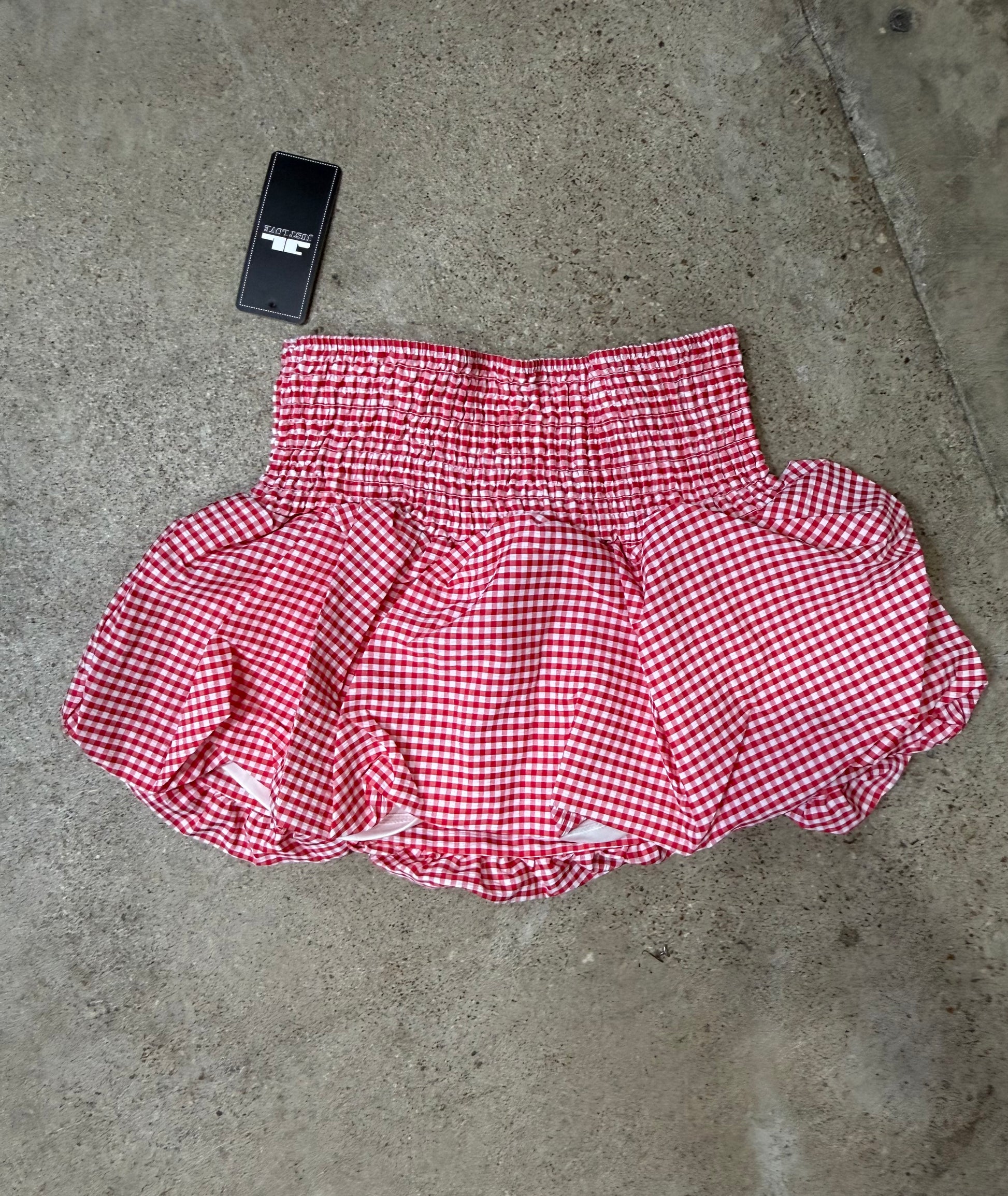 Red Gingham Bubble Skort