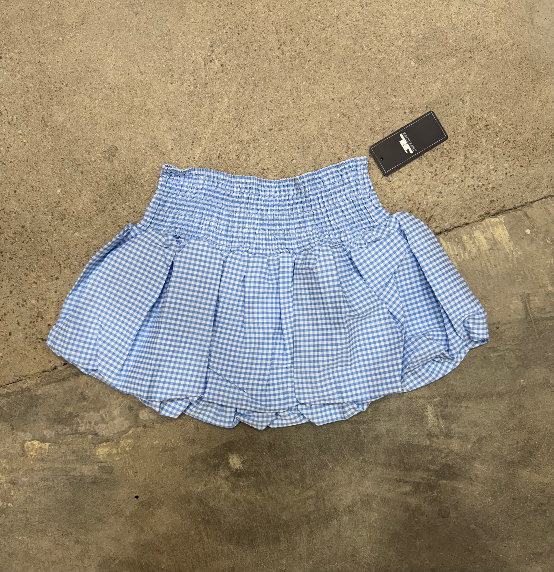 Blue Gingham Bubble Skort