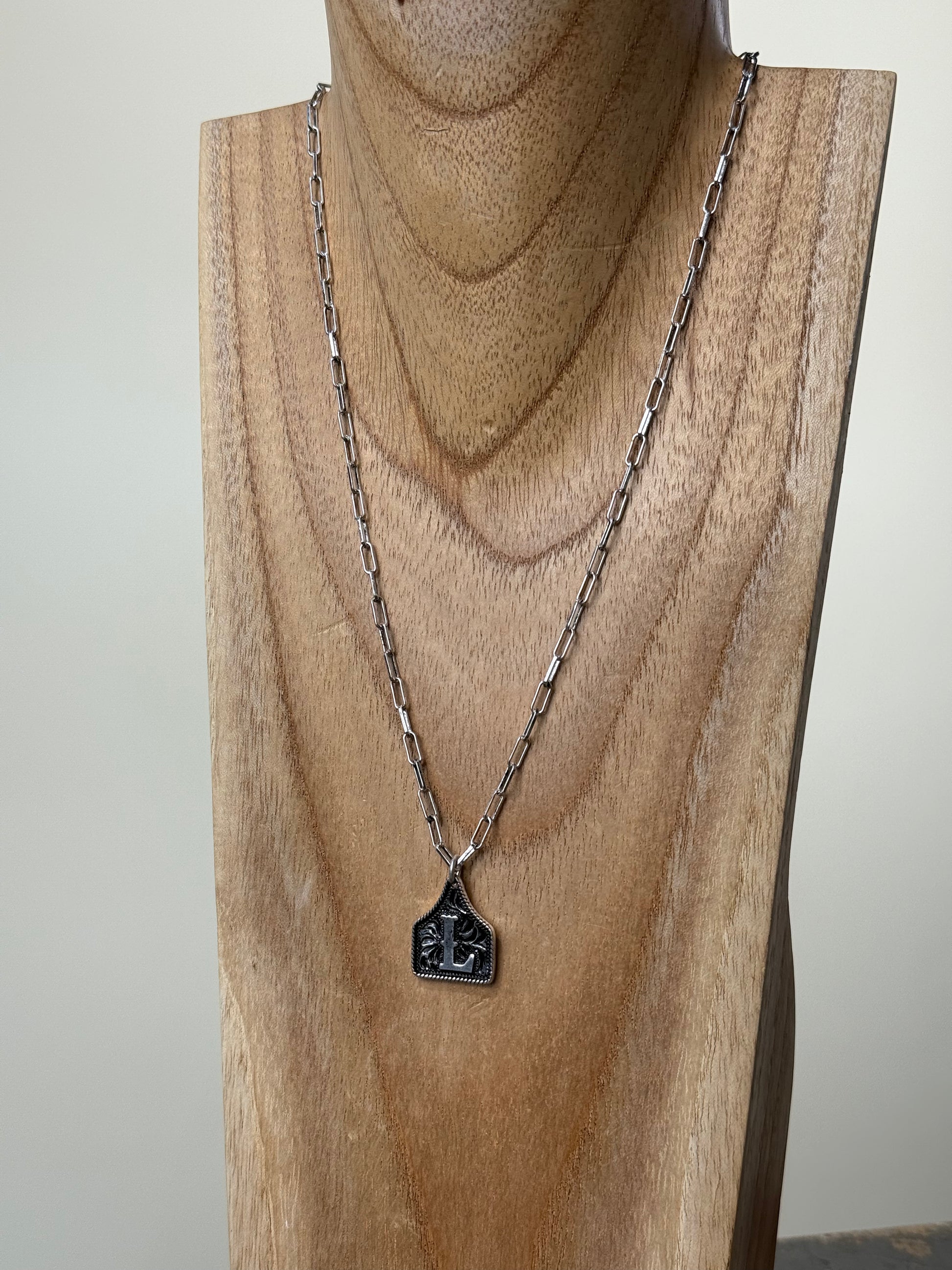 Ear Tag Initial Necklace