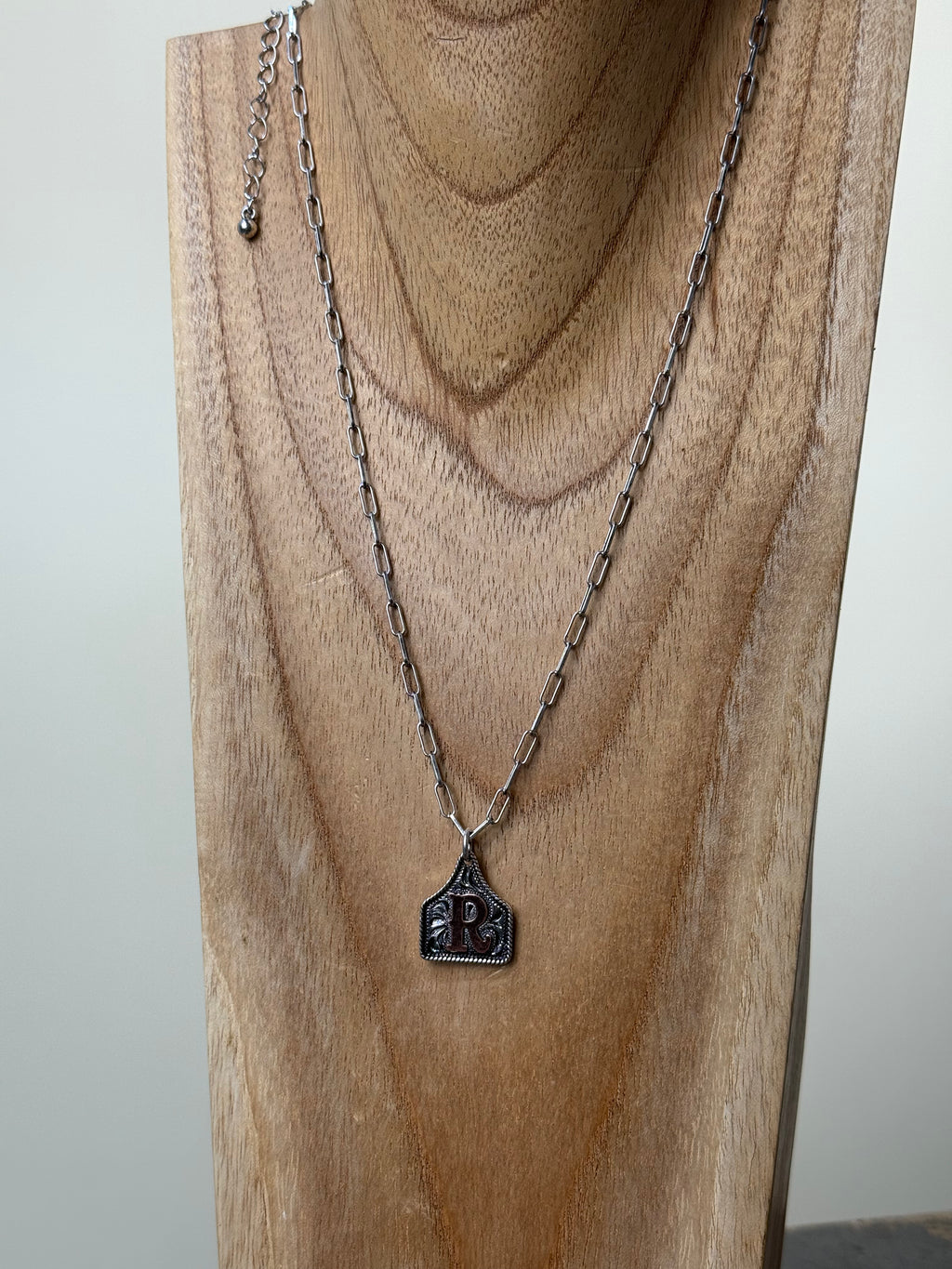 Ear Tag Initial Necklace