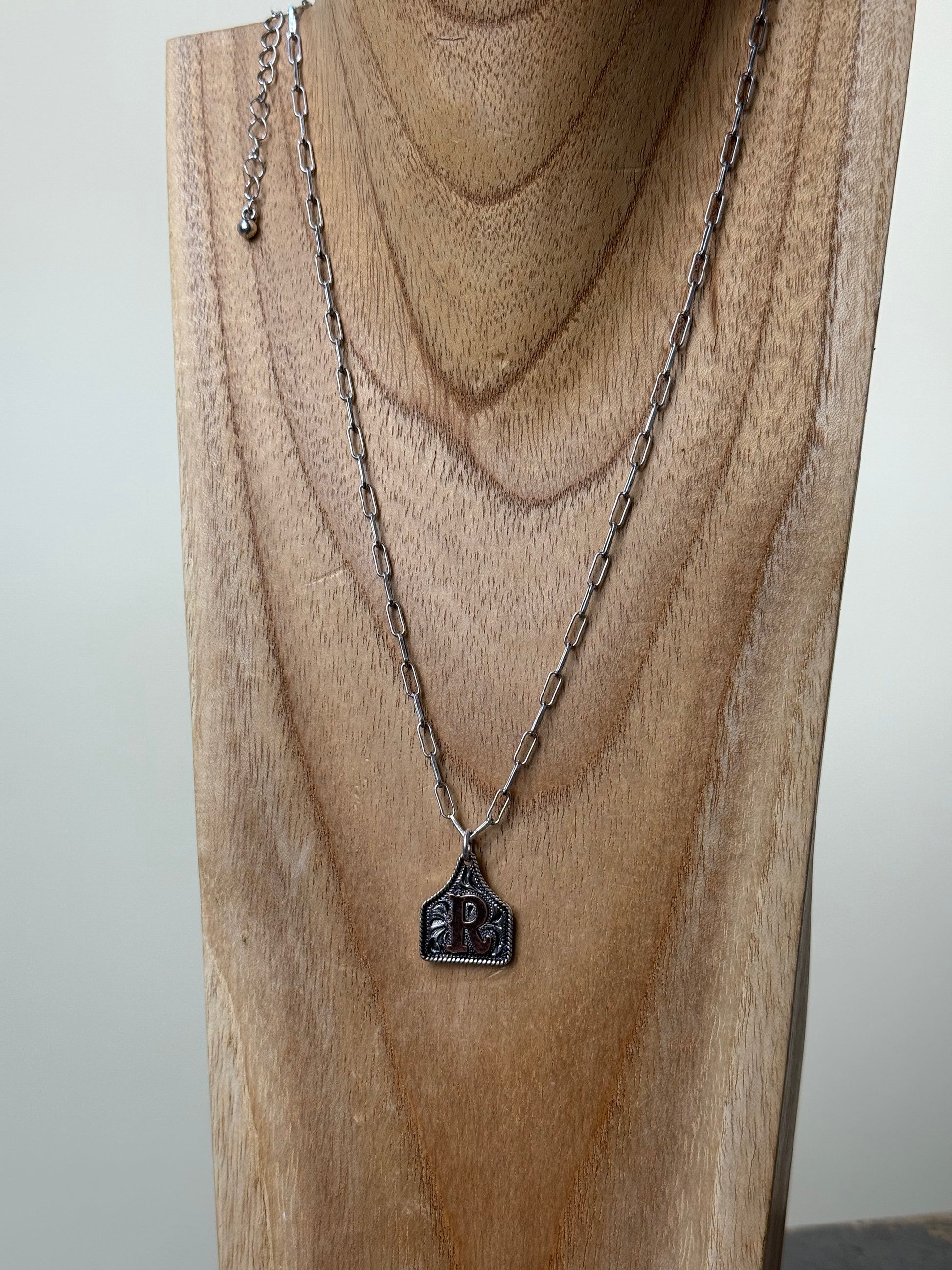 Ear Tag Initial Necklace