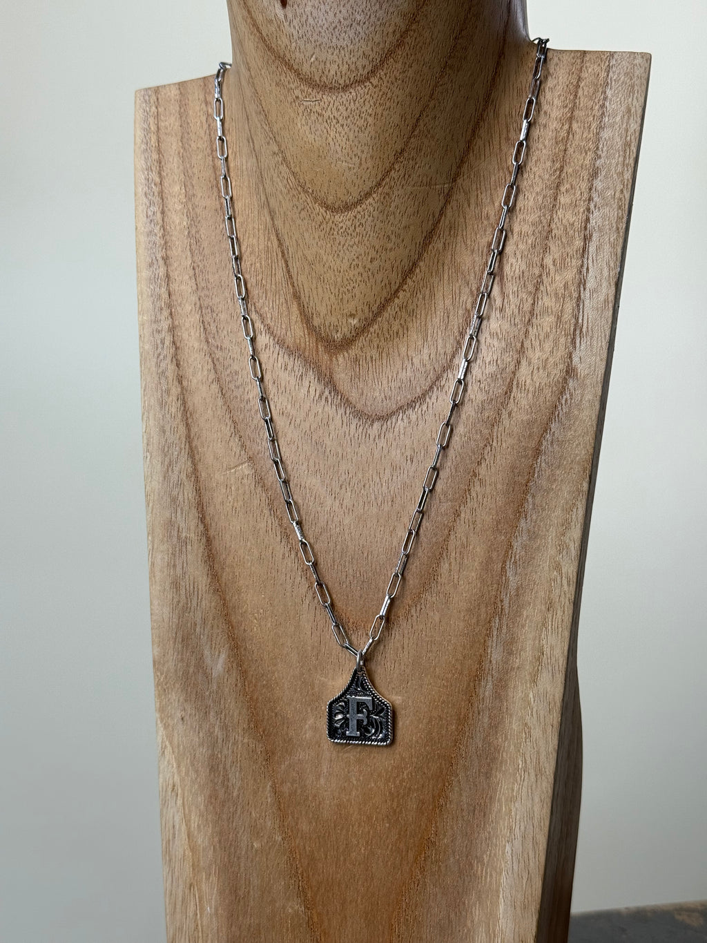 Ear Tag Initial Necklace