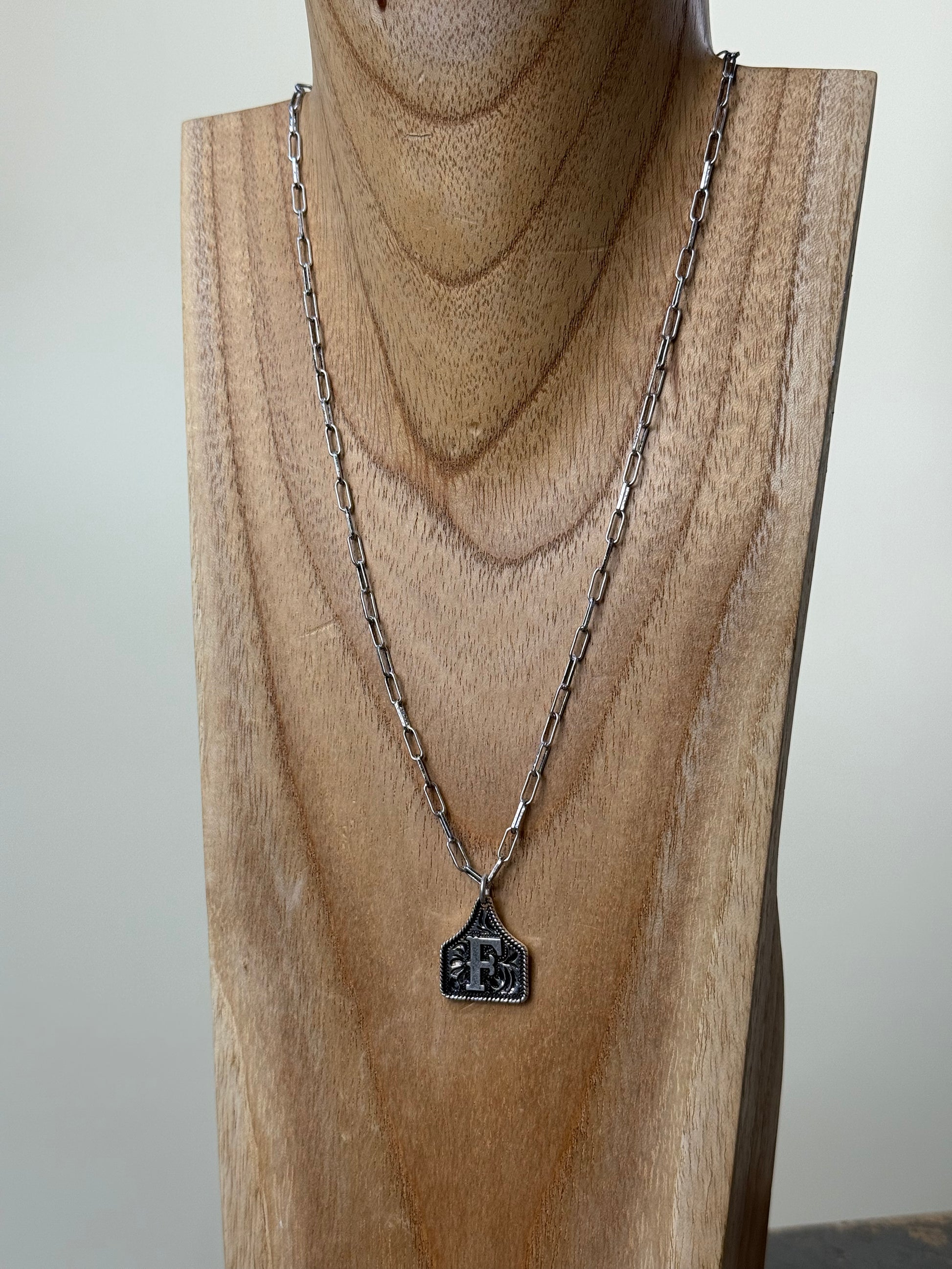 Ear Tag Initial Necklace