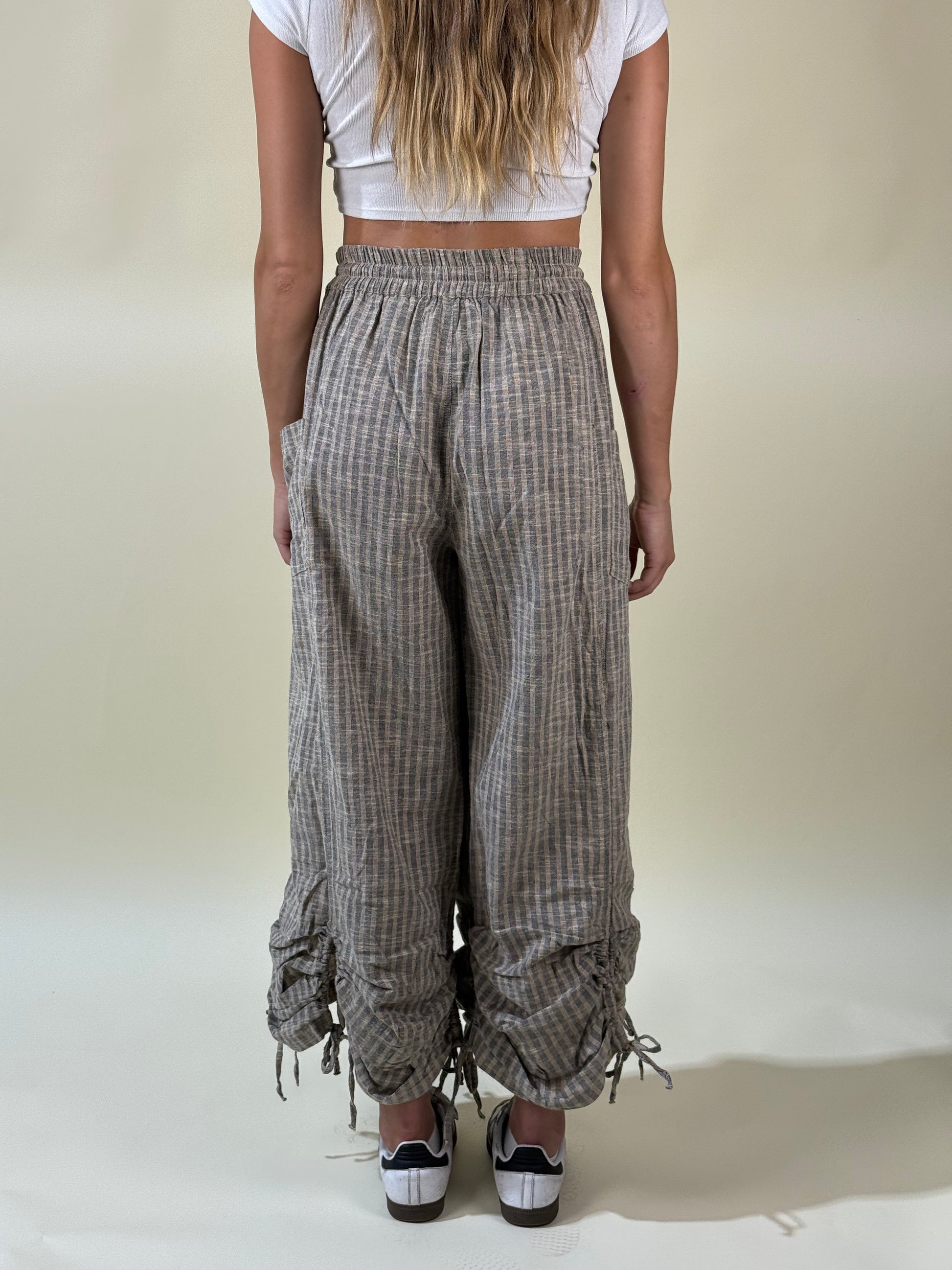 Pinstriped Wide Leg Draw String Pants