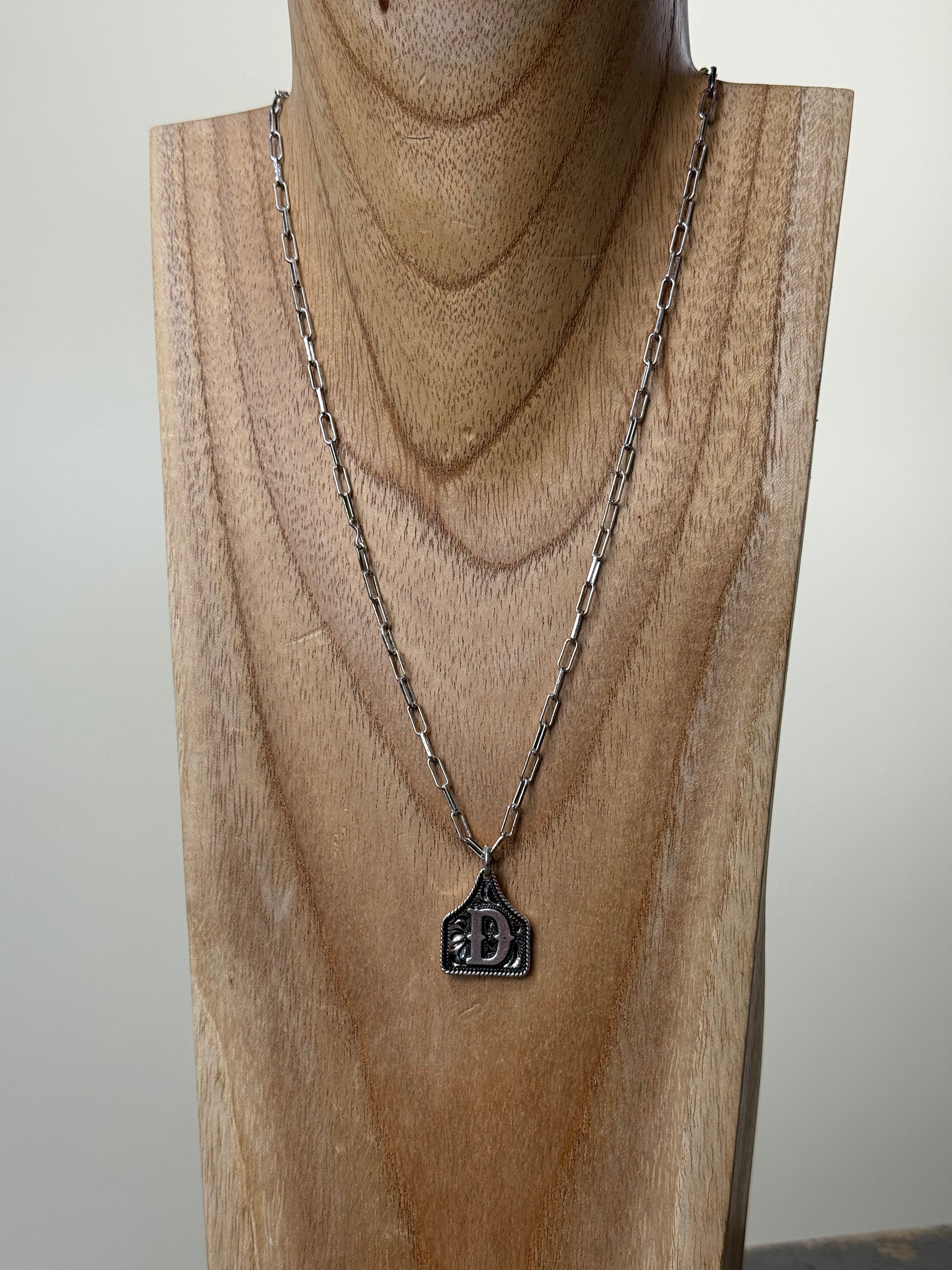 Ear Tag Initial Necklace