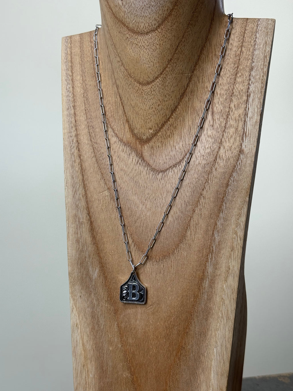 Ear Tag Initial Necklace