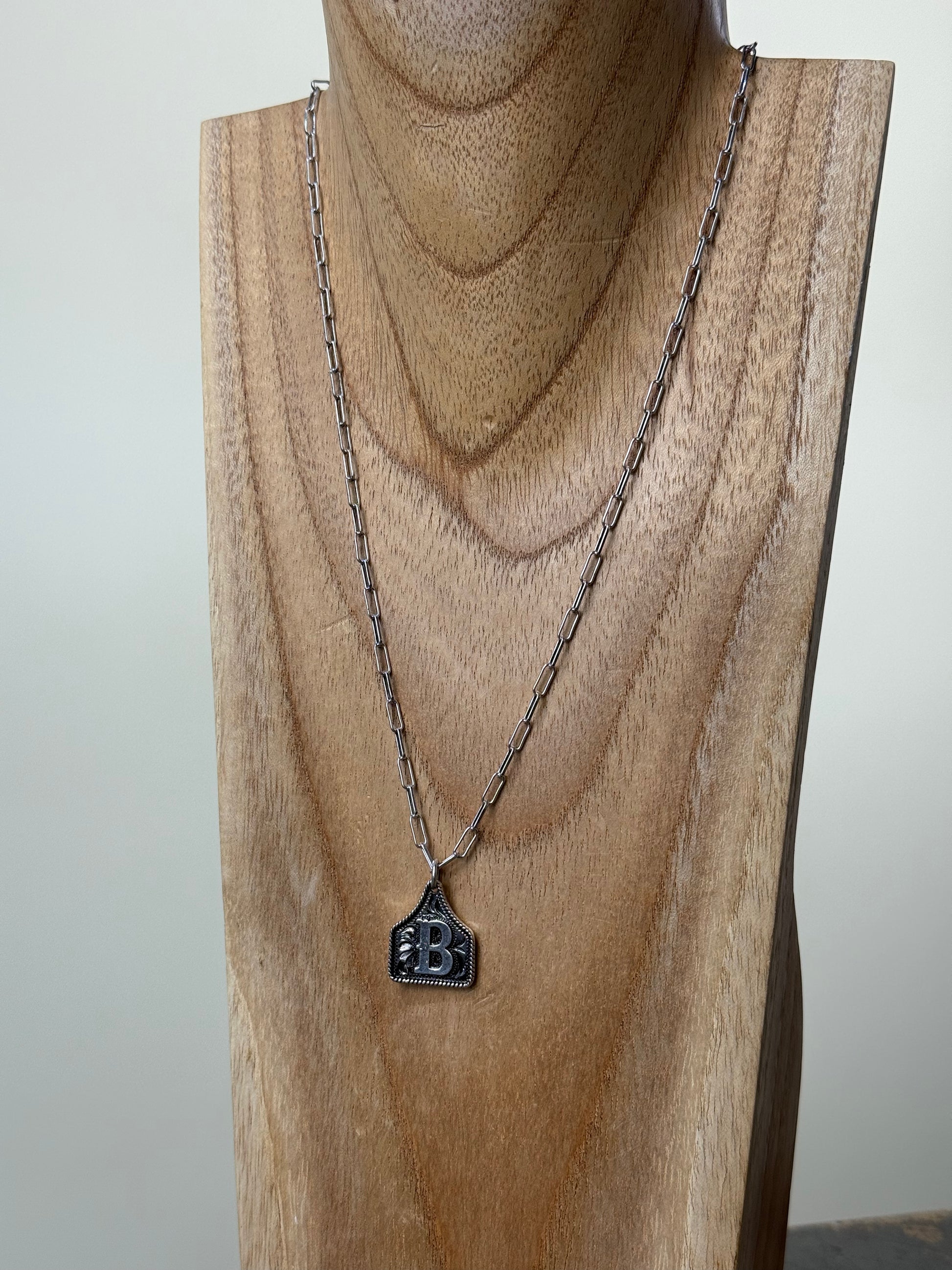 Ear Tag Initial Necklace