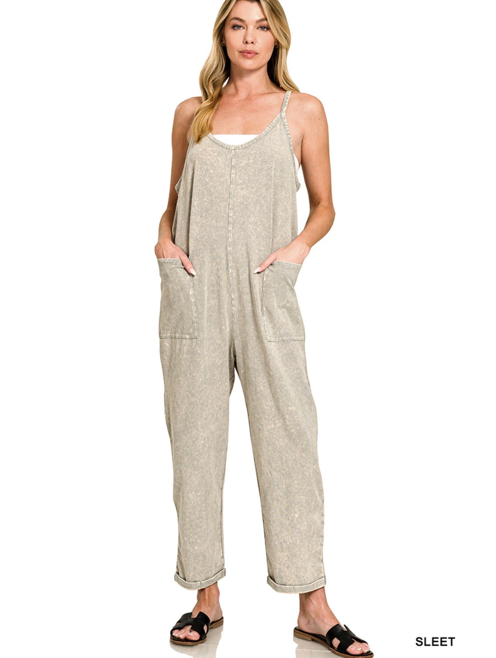 Zenana Acid Wash Romper