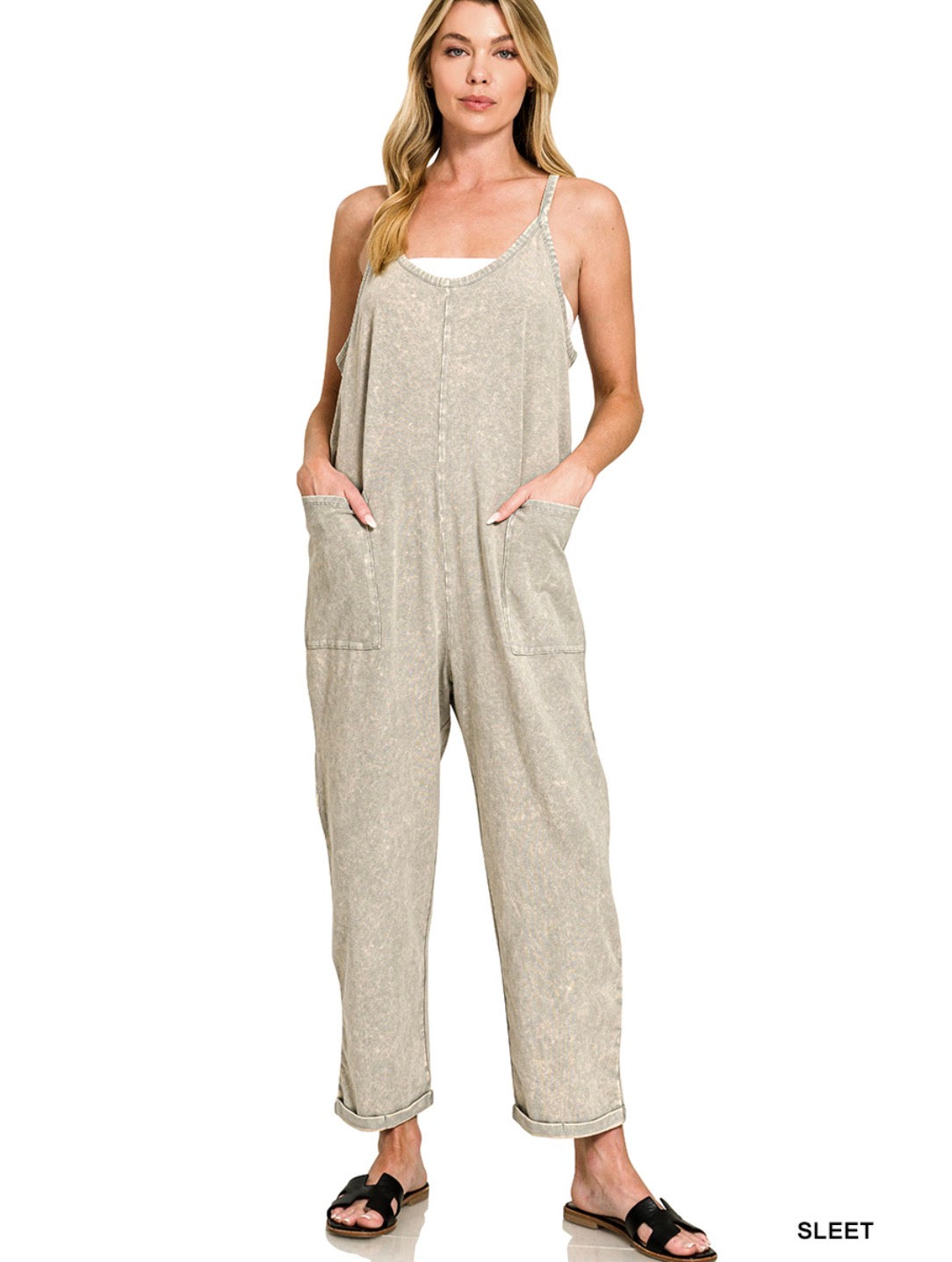 Zenana Acid Wash Romper