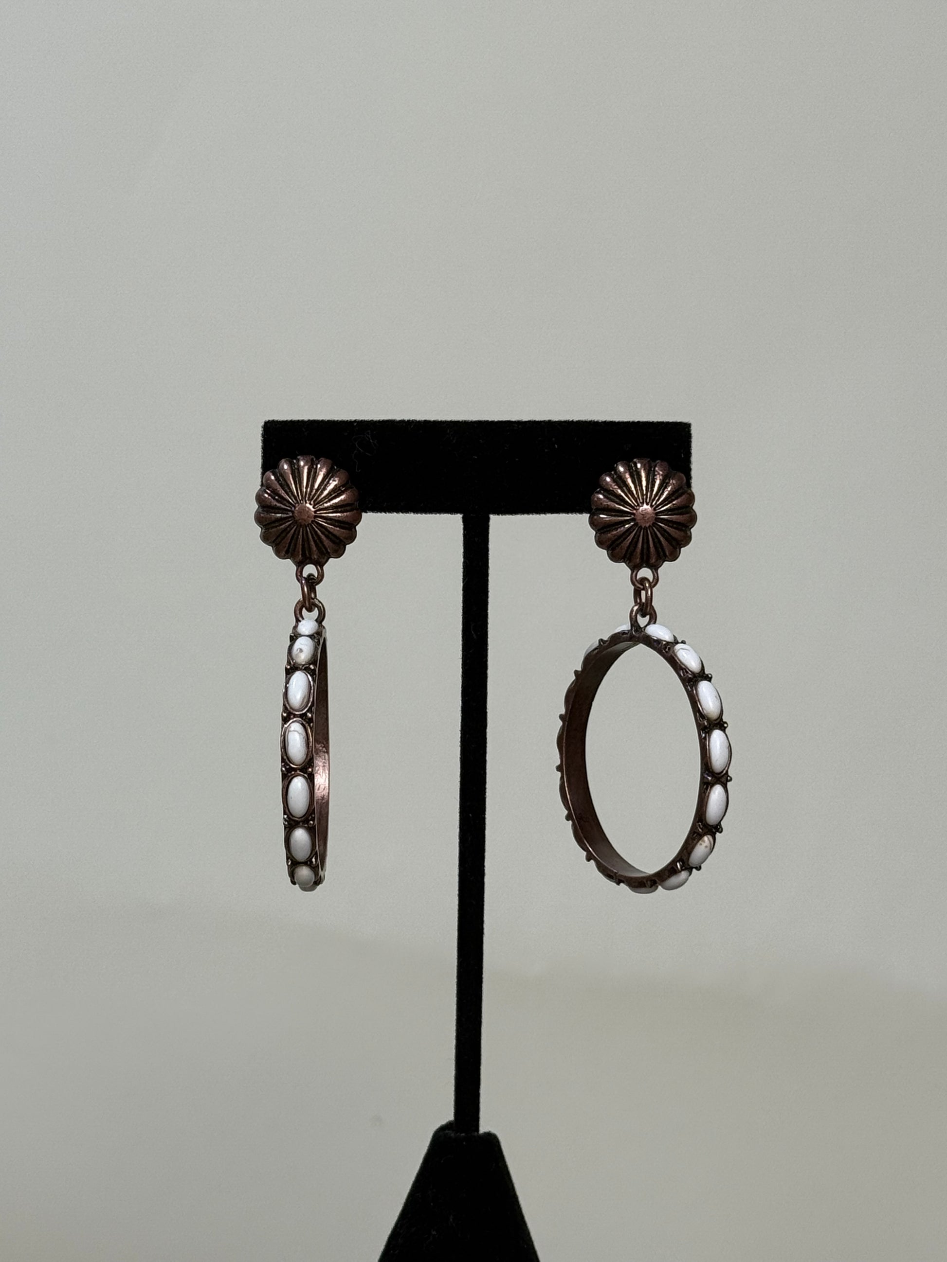 Bronze Hoop w/ White Stone