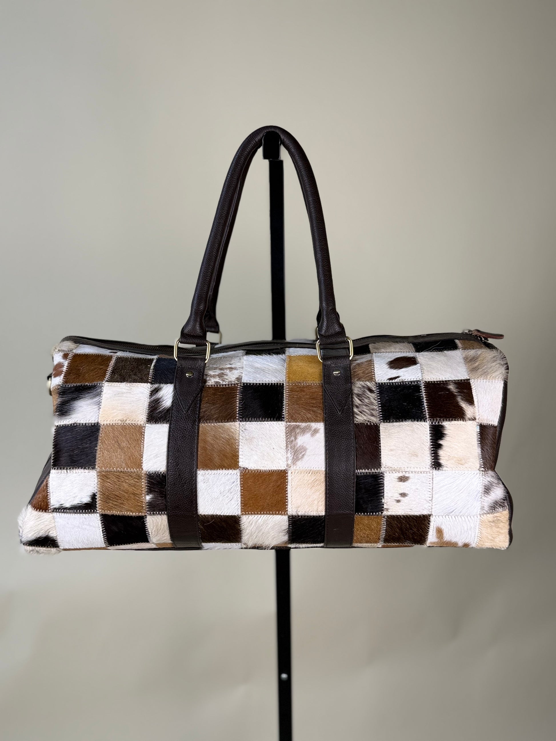 Cowhide Patchwork Duffle