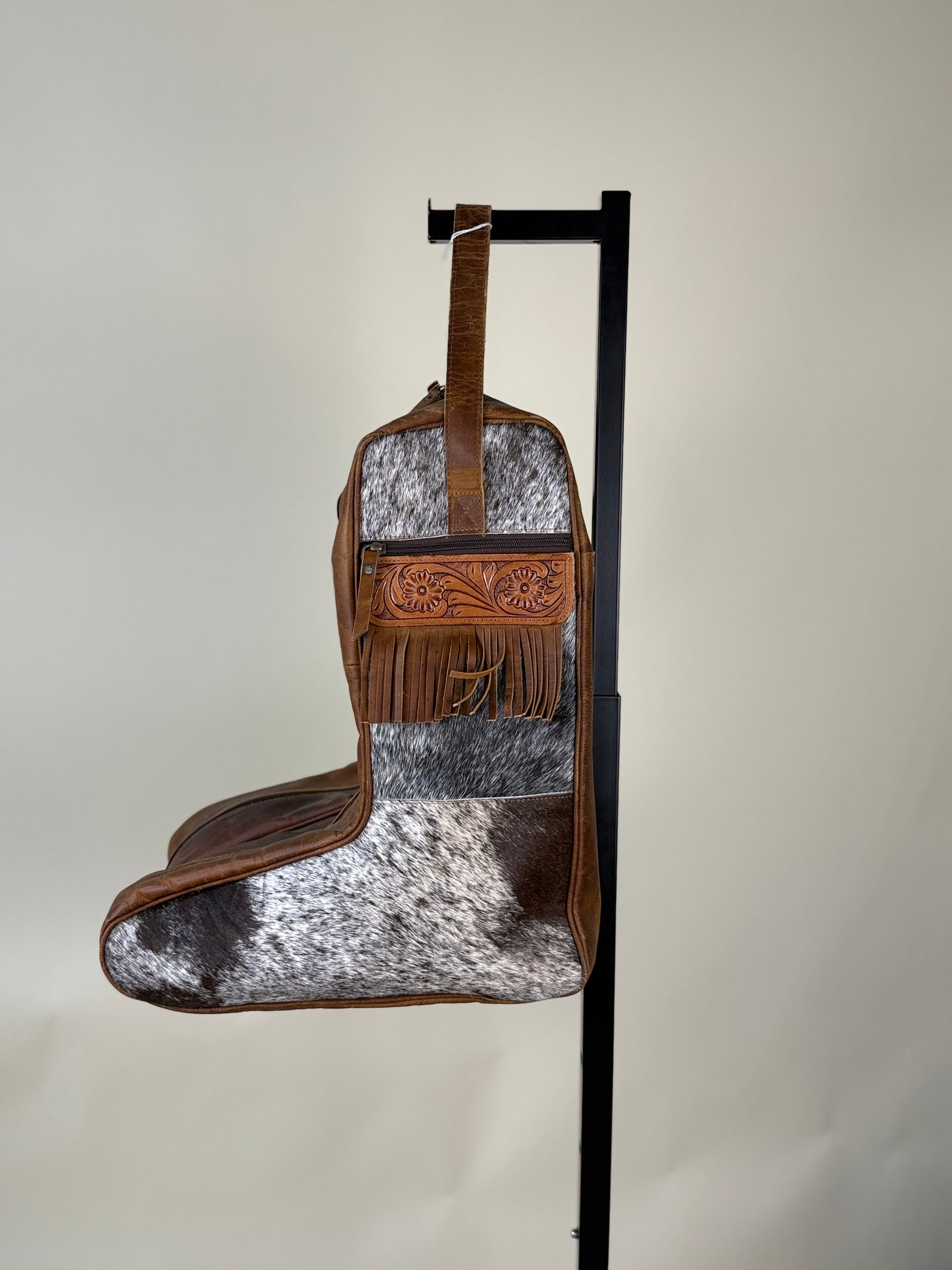 Tooled Leather & Hide Boot Bag