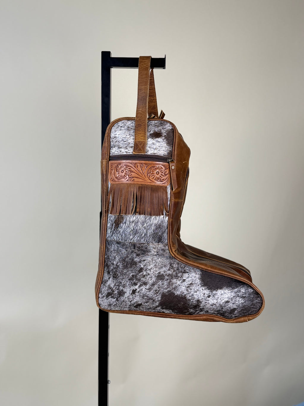 Tooled Leather & Hide Boot Bag
