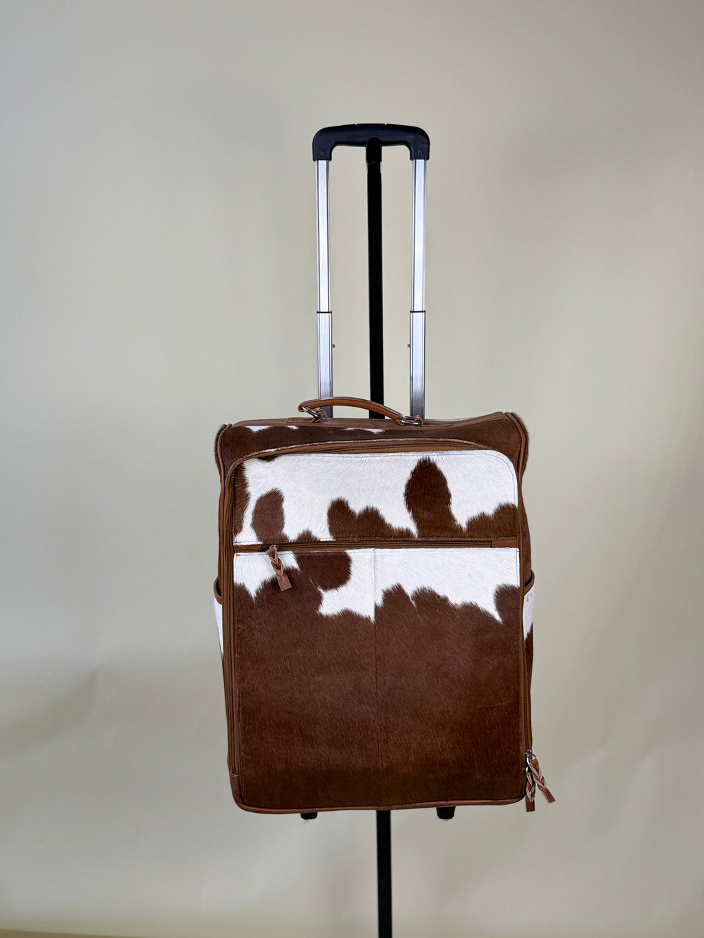 Brown & White Cowhide Suit Case
