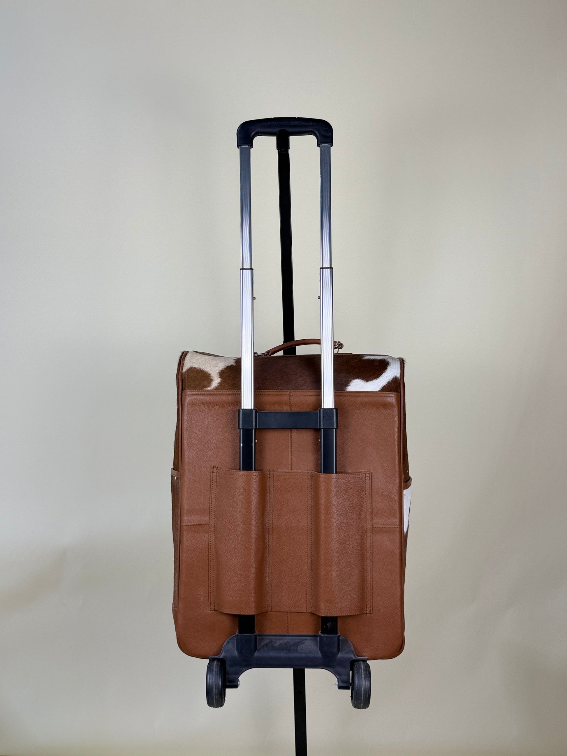 Brown & White Cowhide Suit Case