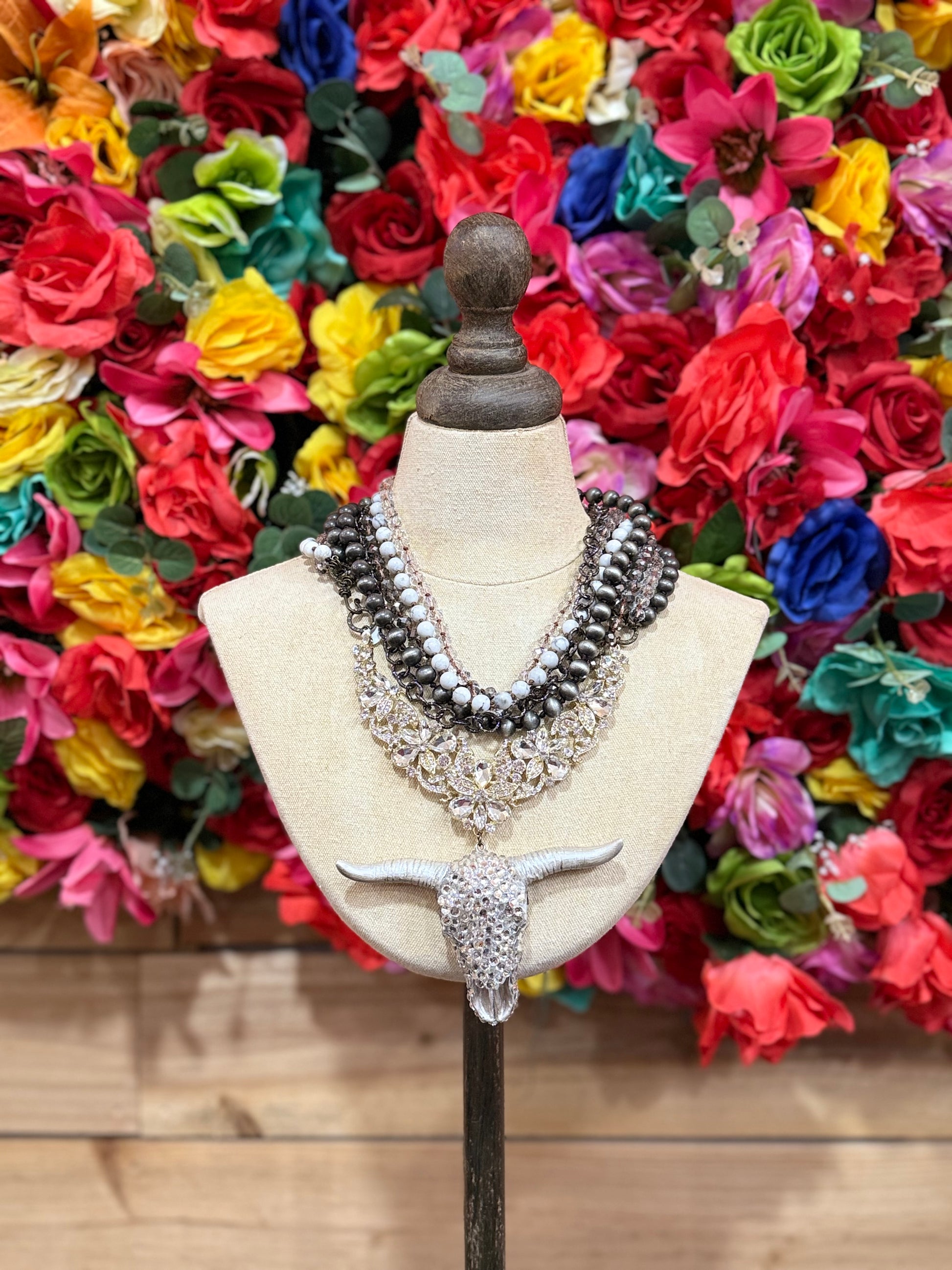 Cow Skull Stacked Necklace