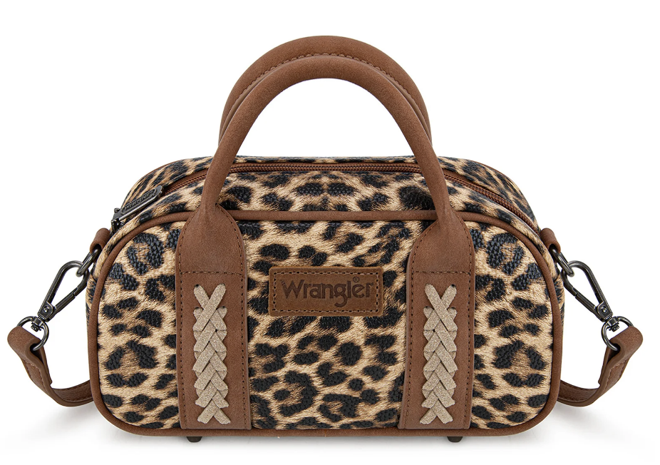 Wrangler Whipstitch Collection Mini Satchel/Crossbody Bag - Leopard