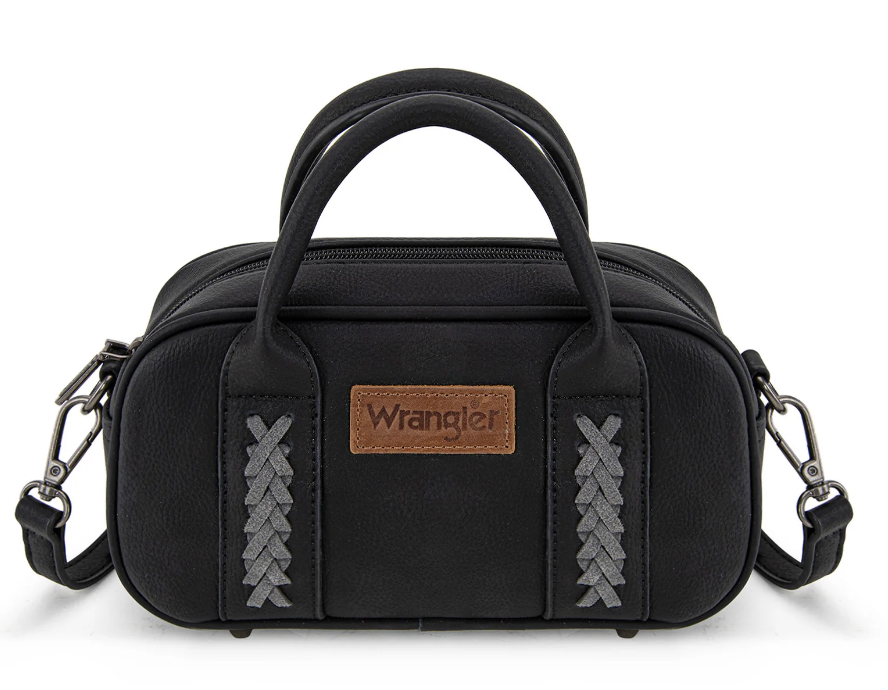 Wrangler Whipstitch Collection Mini Satchel/Crossbody Bag - Black