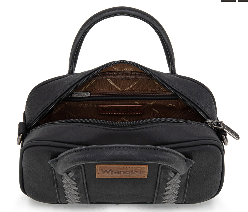 Wrangler Whipstitch Collection Mini Satchel/Crossbody Bag - Black