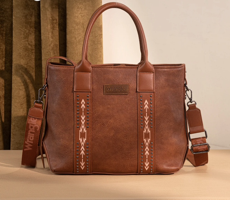Wrangler Carry-All Aztec Expandable Tote/Crossbody -Brown
