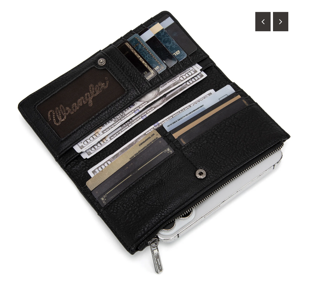 Wrangler Embroidered Bi-Fold Wallet - Black