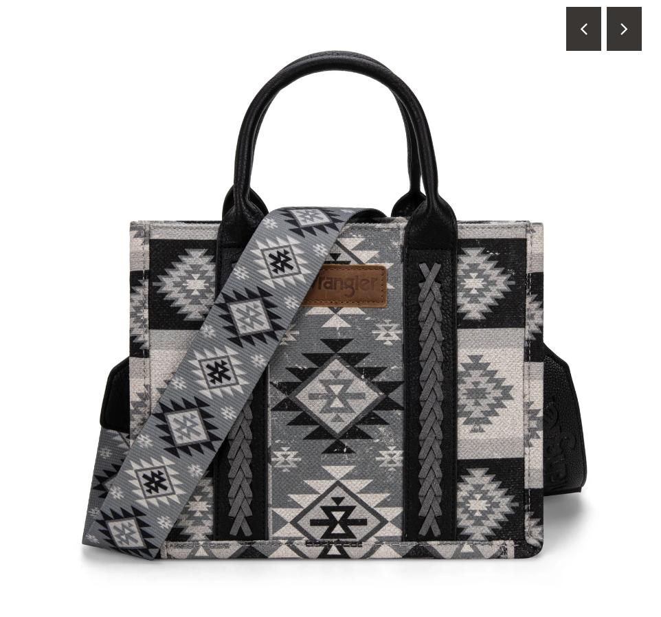Wrangler Aztec Pattern Dual Sided Print -Tote/Crossbody -Black