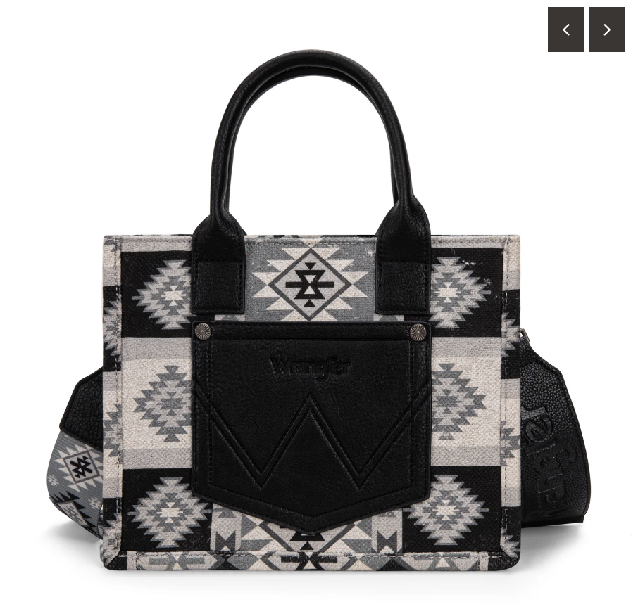 Wrangler Aztec Pattern Dual Sided Print -Tote/Crossbody -Black