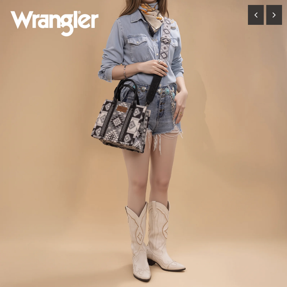 Wrangler Aztec Pattern Dual Sided Print -Tote/Crossbody -Black